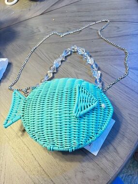 Tommy Bahama Turquoise Fish Wicker Mini Crossbody